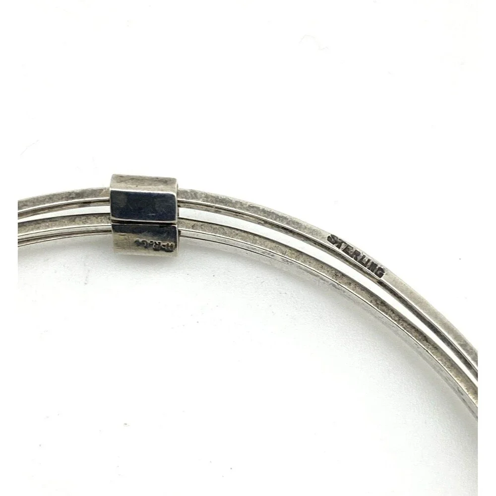 Antique Hallam Rice Sterling Silver Three Bangle Bracelet Set Size 7.5
